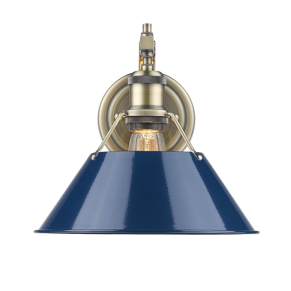 Golden Lighting-3306-1W AB-NVY-Orwell - 1 Light Wall Sconce in Durable style - 9.63 Inches high by 10 Inches wide Aged Brass Navy Aged Brass Finish